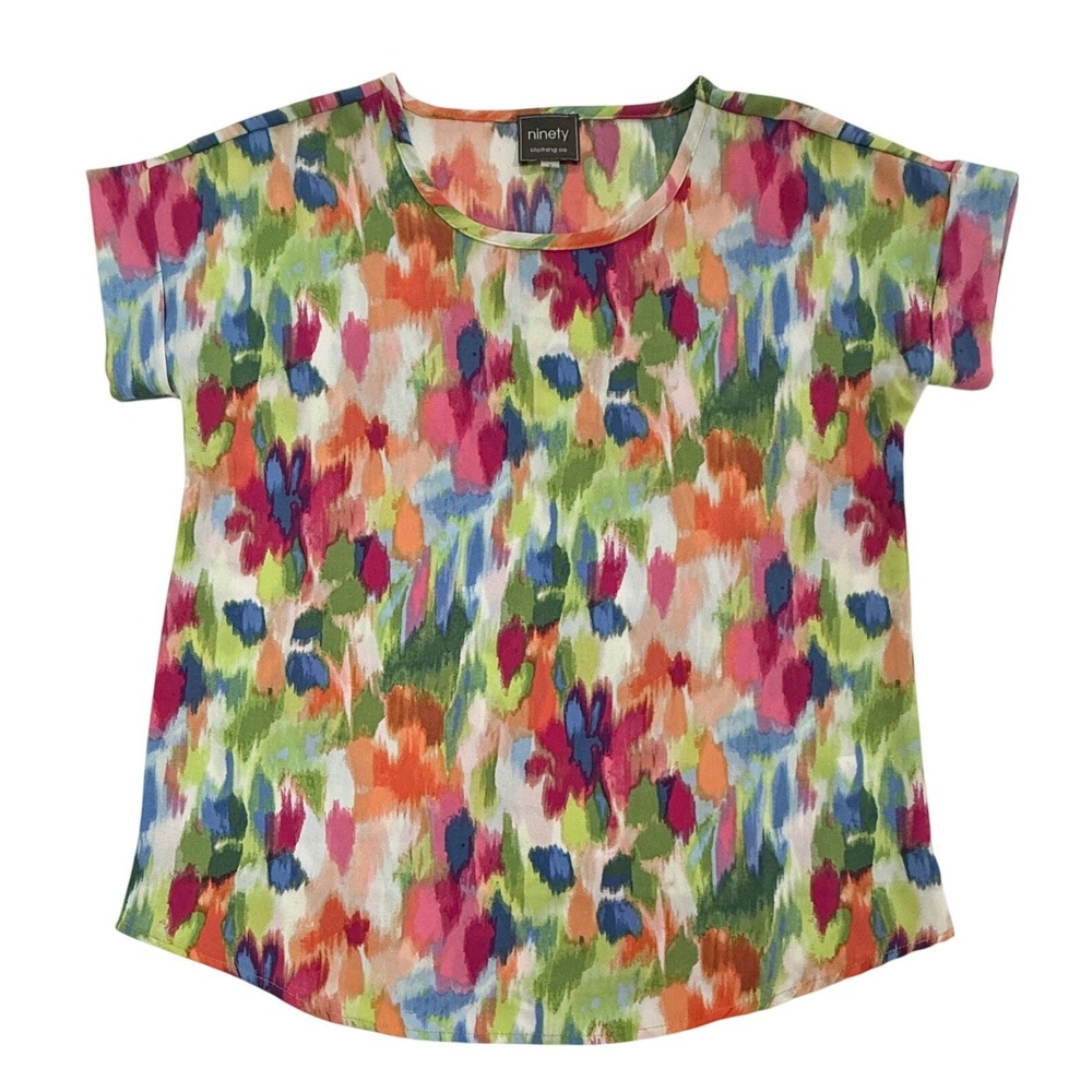 Ninety Clothing Co Womens Abstract Print Blouse Multi-Color Size Small W541